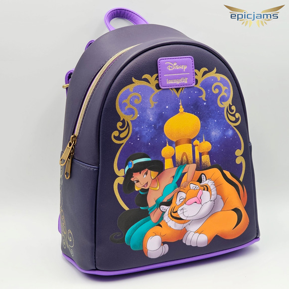 Loungefly Disney Aladdin Jasmine & Rajah Purple Mini Backpack Bag New - Picture 2 of 5